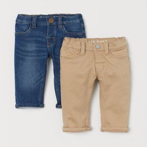 H&M 2-Pack 18M Super Soft Khaki Pants/Blue Jeans